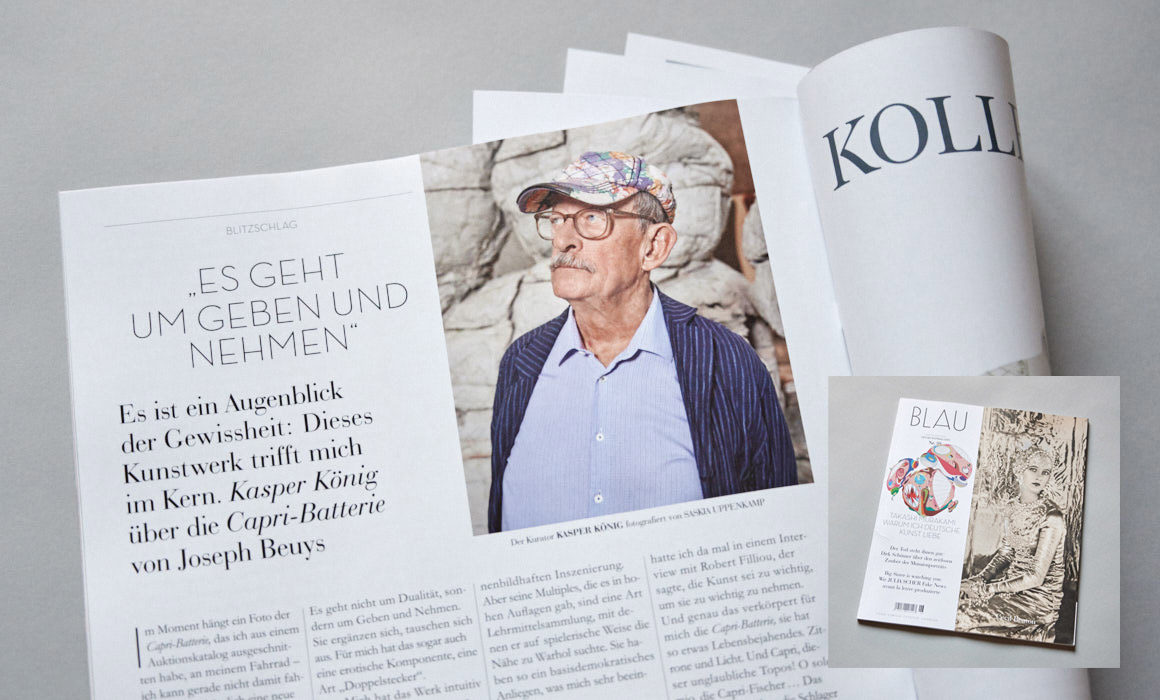 Portrait of Kasper König published in BLAU Kunstmagazin #39