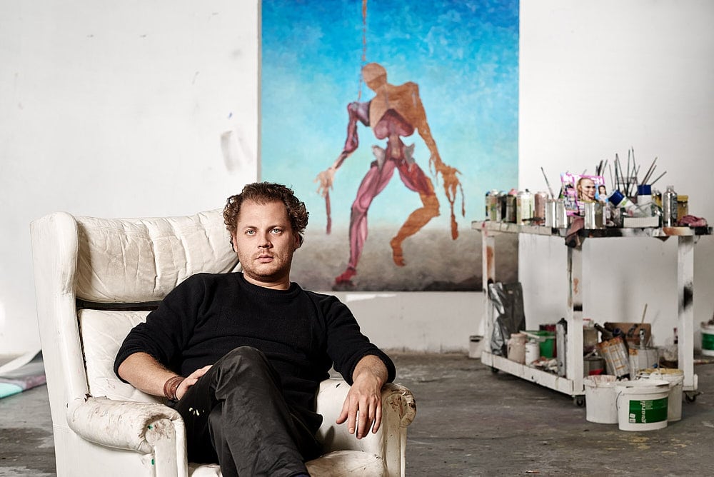 Maler Andreas Golder in seinem Atelier in Berlin